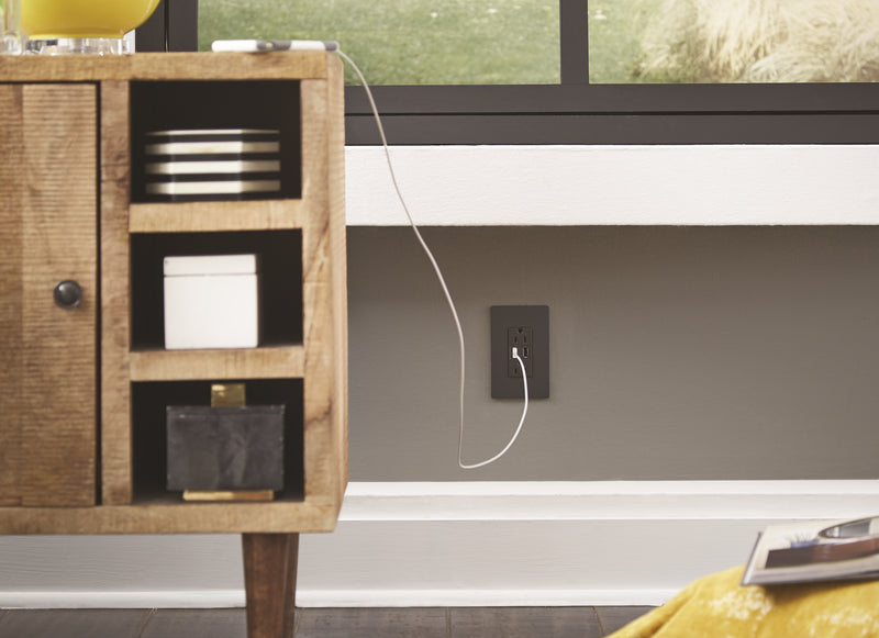 Legrand TM826USBGCCV4 Tamper-Resistant USB Outlet, Graphite