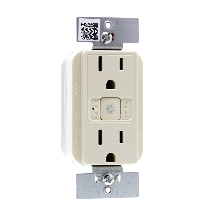 Legrand WWRR15LACCV2 Smart Outlet - Wi-Fi, Light Almond
