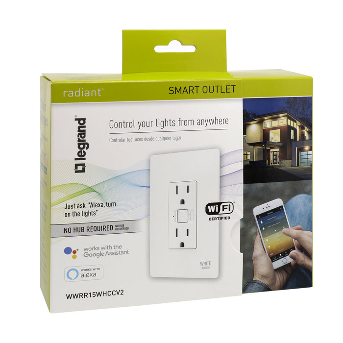 Legrand WWRR15WHCCV2 Smart Outlet - Wi-Fi, White