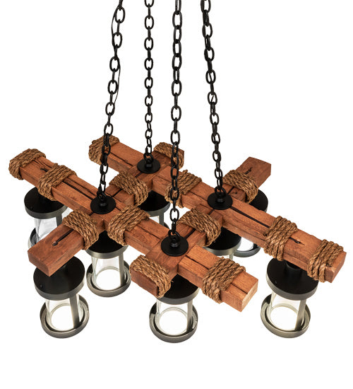 Meyda Tiffany 237422 LED Chandelier, Textured Black/American Walnut