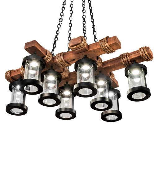 Meyda Tiffany 237422 LED Chandelier, Textured Black/American Walnut