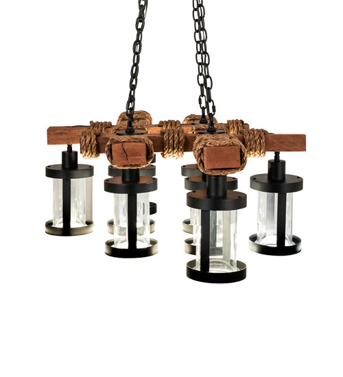 Meyda Tiffany 237422 LED Chandelier, Textured Black/American Walnut
