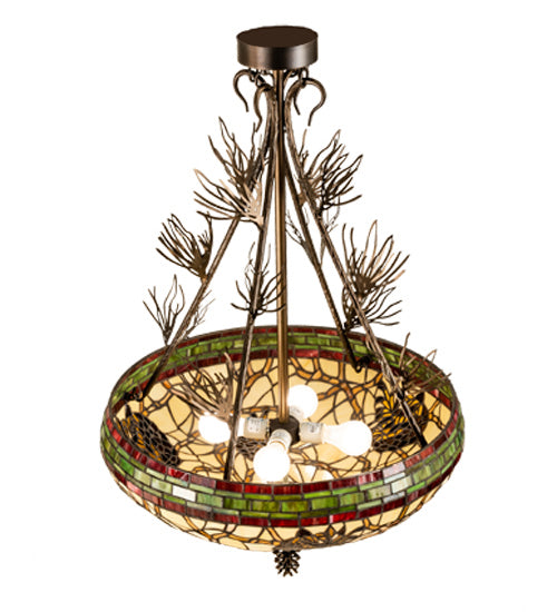 Meyda Tiffany 237600 Four Light Semi-Flushmount, Antique Copper