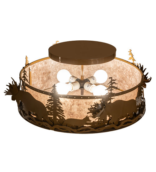 Meyda Tiffany 238749 Four Light Flushmount, Fawn Brown