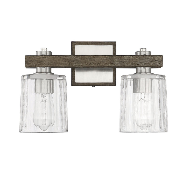 Savoy House 8-1255-2-165 Two Light Bath Bar, Satin Nickel with Gray Wood