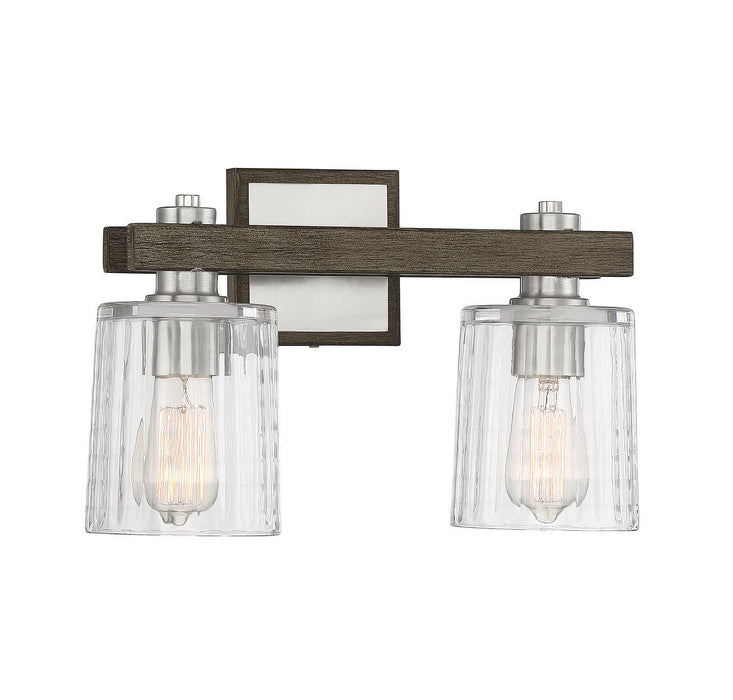 Savoy House 8-1255-2-165 Two Light Bath Bar, Satin Nickel with Gray Wood