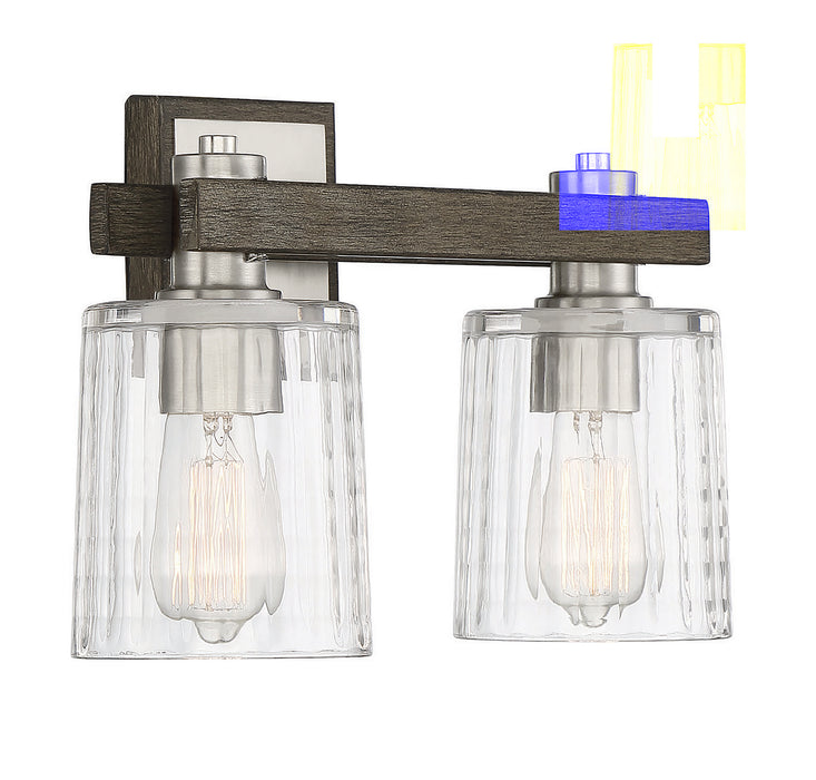 Savoy House 8-1255-2-165 Two Light Bath Bar, Satin Nickel with Gray Wood