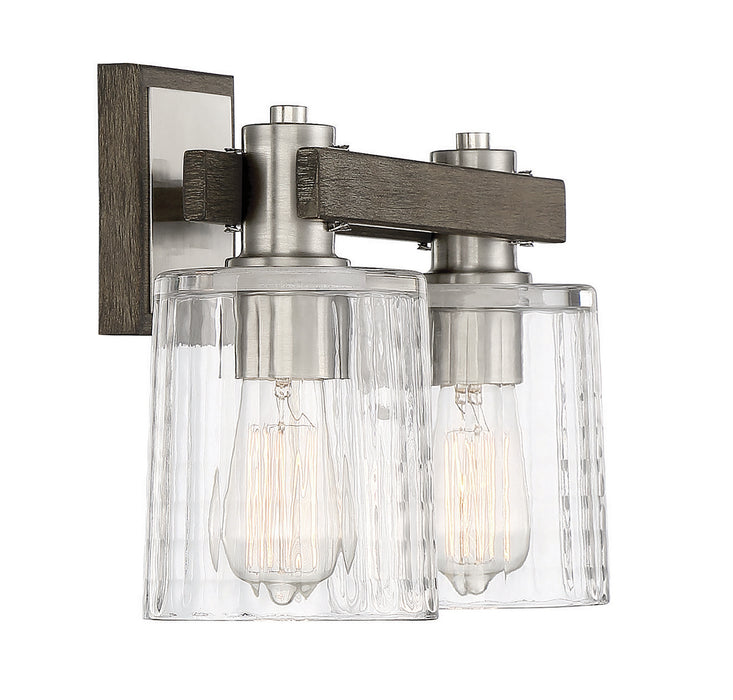 Savoy House 8-1255-2-165 Two Light Bath Bar, Satin Nickel with Gray Wood