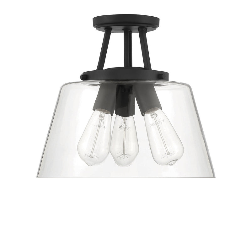 Savoy House 6-1024-3-89 Three Light Semi-Flush Mount, Matte Black