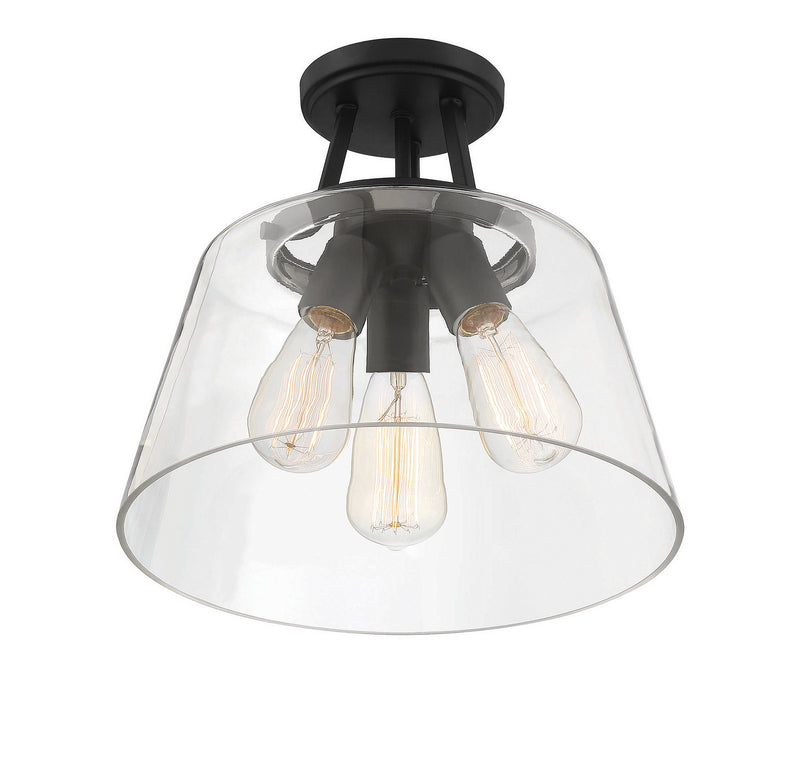 Savoy House 6-1024-3-89 Three Light Semi-Flush Mount, Matte Black