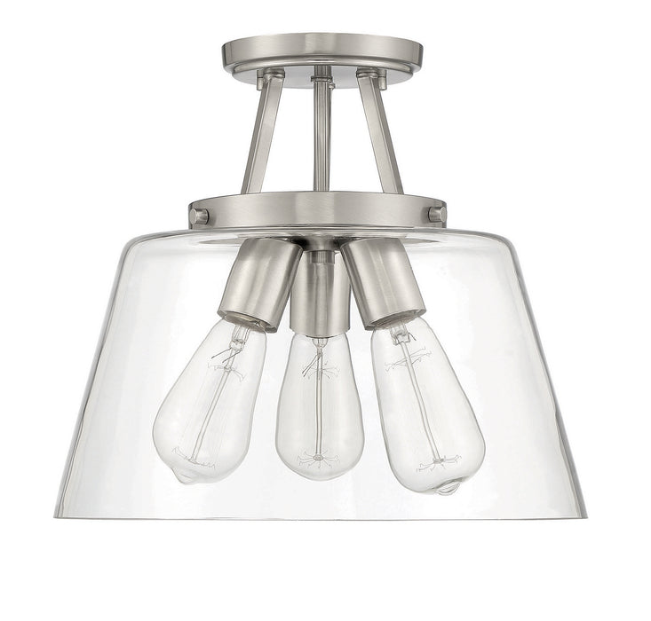 Savoy House 6-1024-3-SN Three Light Semi-Flush Mount, Satin Nickel