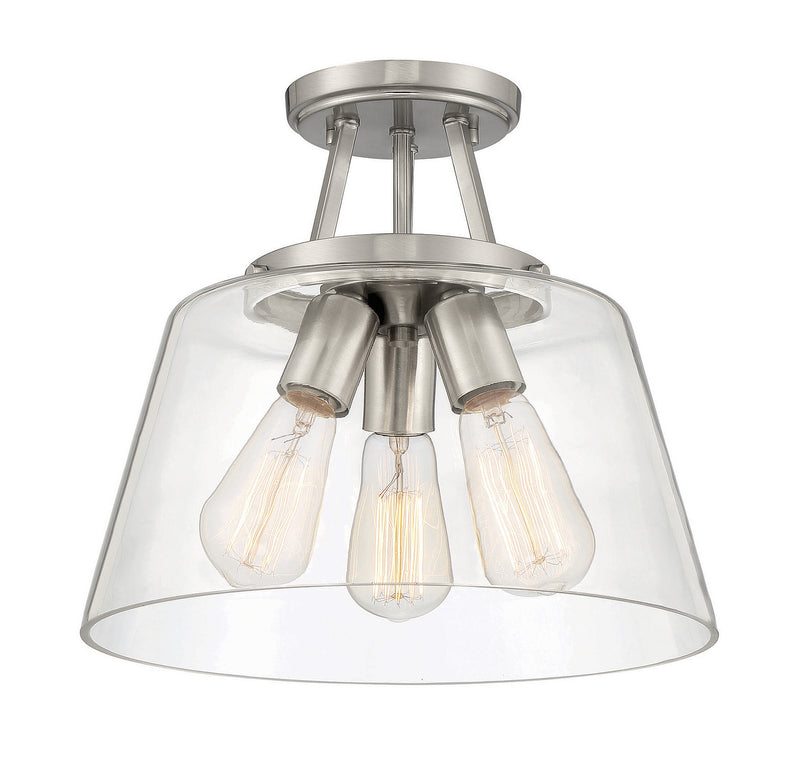 Savoy House 6-1024-3-SN Three Light Semi-Flush Mount, Satin Nickel