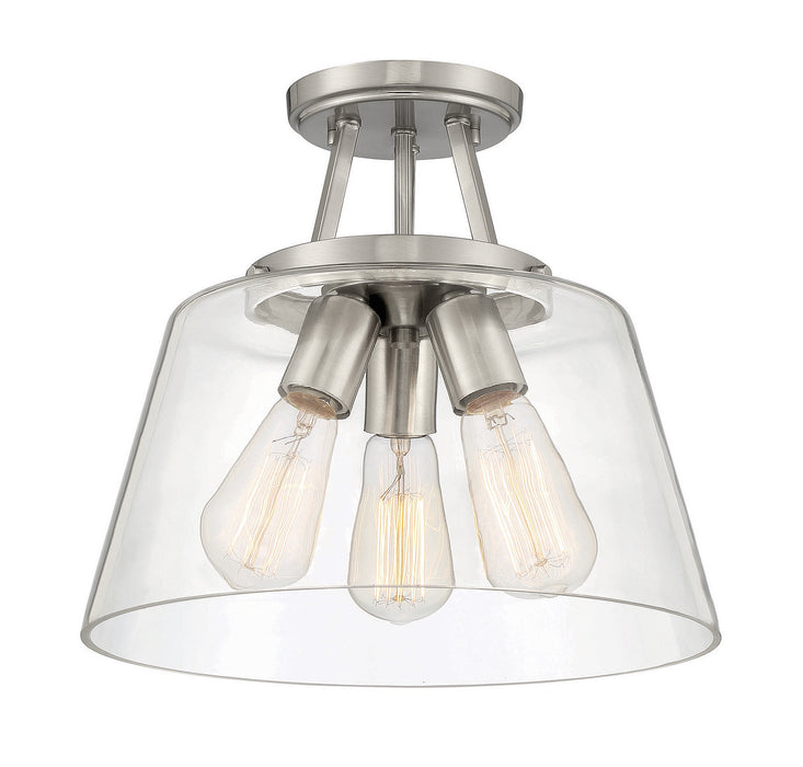 Savoy House 6-1024-3-SN Three Light Semi-Flush Mount, Satin Nickel