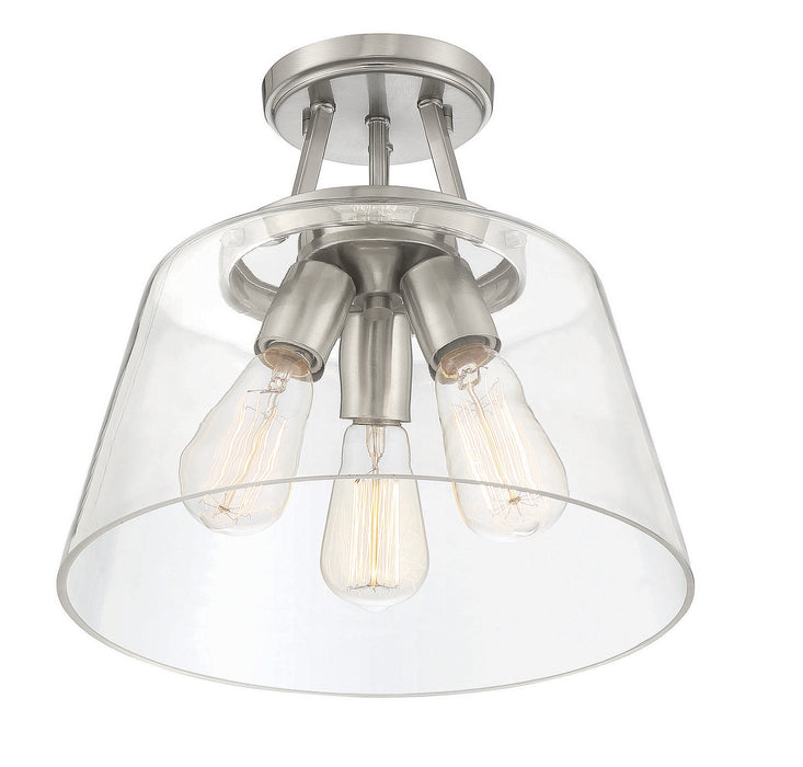 Savoy House 6-1024-3-SN Three Light Semi-Flush Mount, Satin Nickel