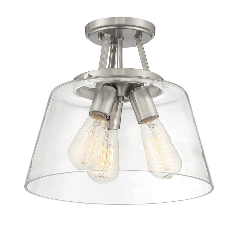 Savoy House 6-1024-3-SN Three Light Semi-Flush Mount, Satin Nickel