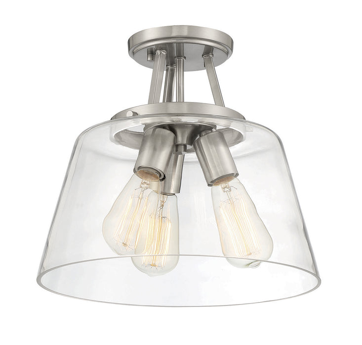 Savoy House 6-1024-3-SN Three Light Semi-Flush Mount, Satin Nickel