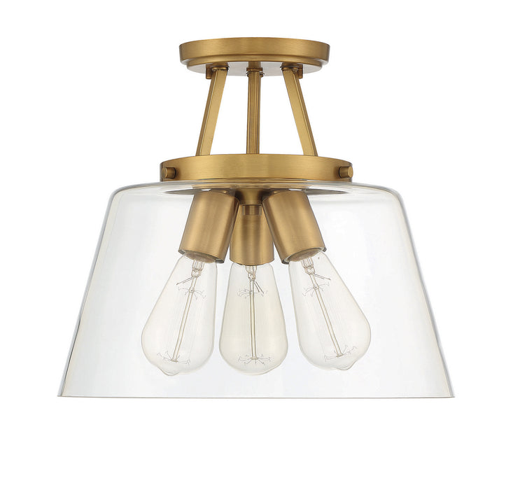Savoy House 6-1024-3-322 Three Light Semi-Flush Mount, Warm Brass
