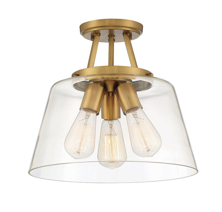 Savoy House 6-1024-3-322 Three Light Semi-Flush Mount, Warm Brass