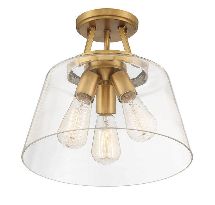 Savoy House 6-1024-3-322 Three Light Semi-Flush Mount, Warm Brass