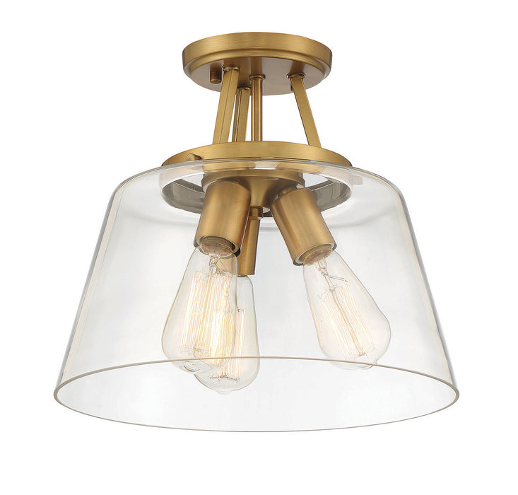 Savoy House 6-1024-3-322 Three Light Semi-Flush Mount, Warm Brass