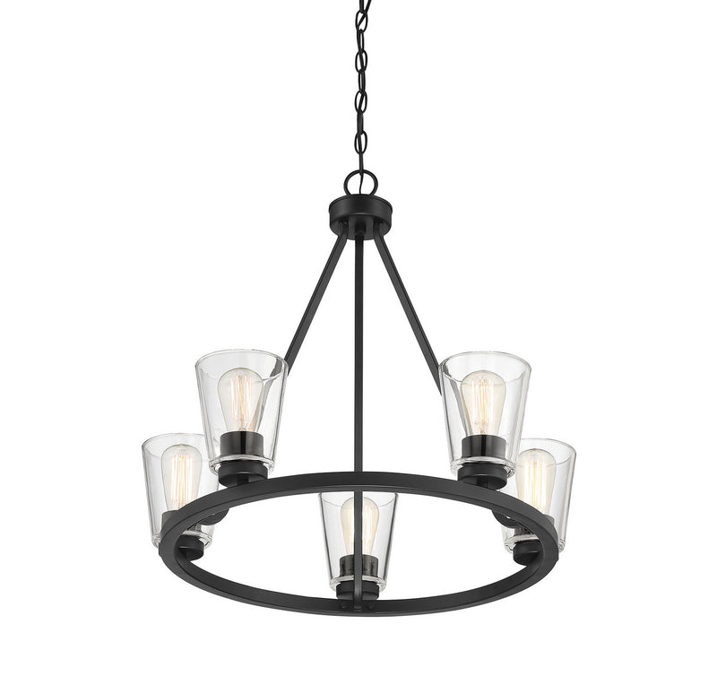 Savoy House 1-1021-5-89 Five Light Chandelier, Matte Black