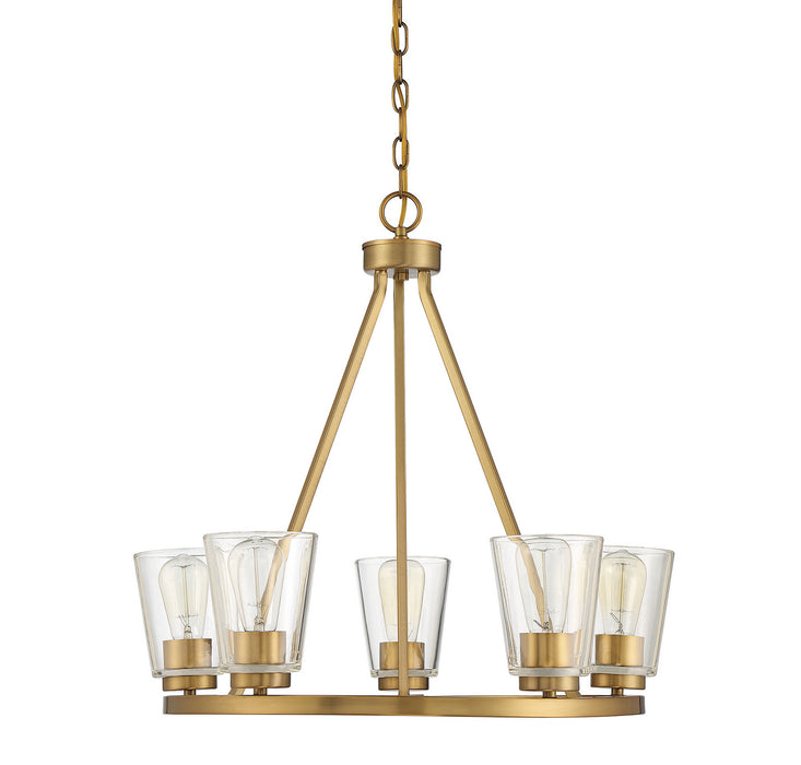 Savoy House 1-1021-5-322 Five Light Chandelier, Warm Brass