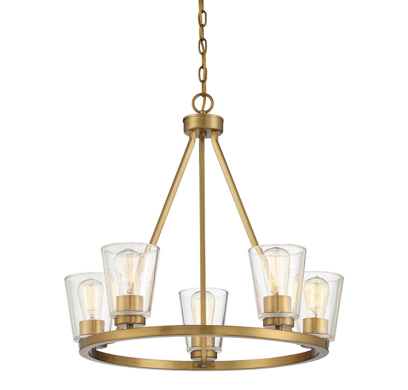 Savoy House 1-1021-5-322 Five Light Chandelier, Warm Brass