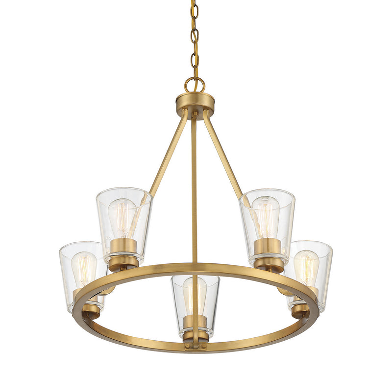 Savoy House 1-1021-5-322 Five Light Chandelier, Warm Brass