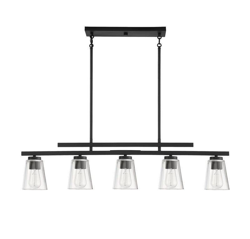 Savoy House 1-1023-5-89 Five Light Linear Chandelier, Matte Black