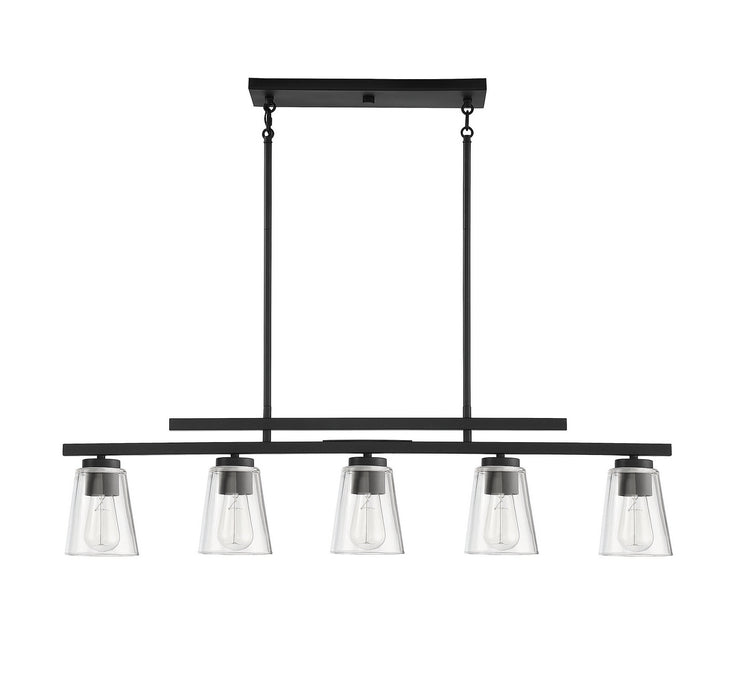 Savoy House 1-1023-5-89 Five Light Linear Chandelier, Matte Black