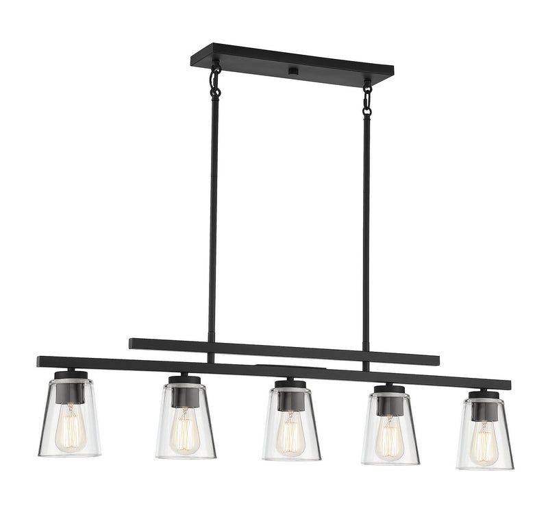 Savoy House 1-1023-5-89 Five Light Linear Chandelier, Matte Black