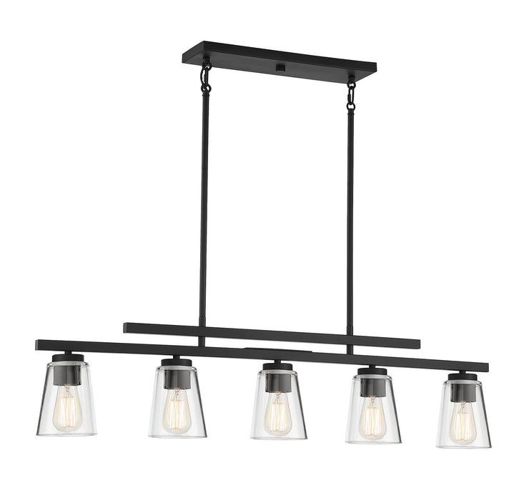 Savoy House 1-1023-5-89 Five Light Linear Chandelier, Matte Black