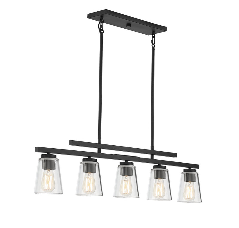 Savoy House 1-1023-5-89 Five Light Linear Chandelier, Matte Black