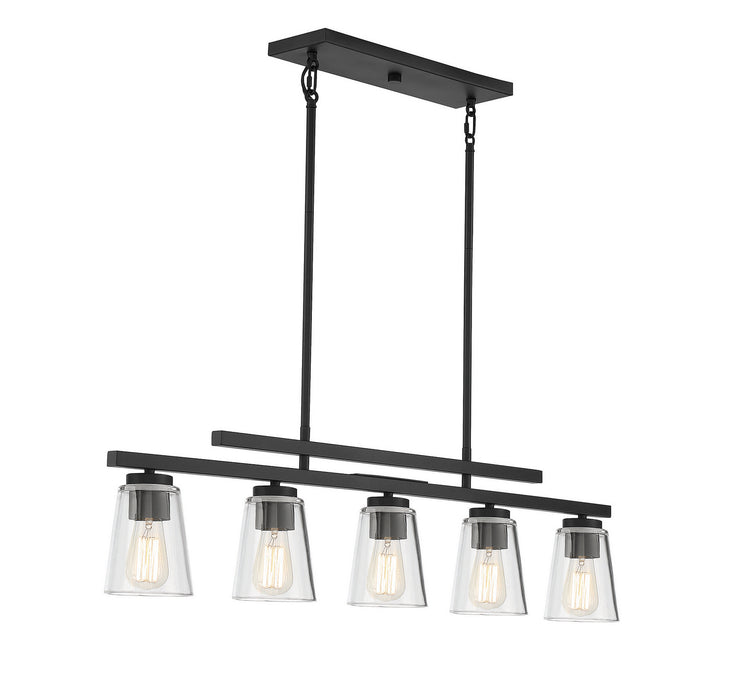 Savoy House 1-1023-5-89 Five Light Linear Chandelier, Matte Black