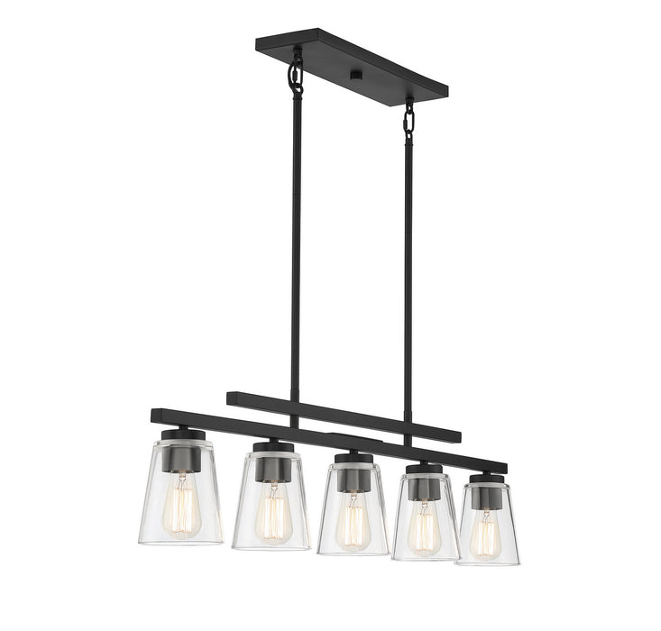 Savoy House 1-1023-5-89 Five Light Linear Chandelier, Matte Black