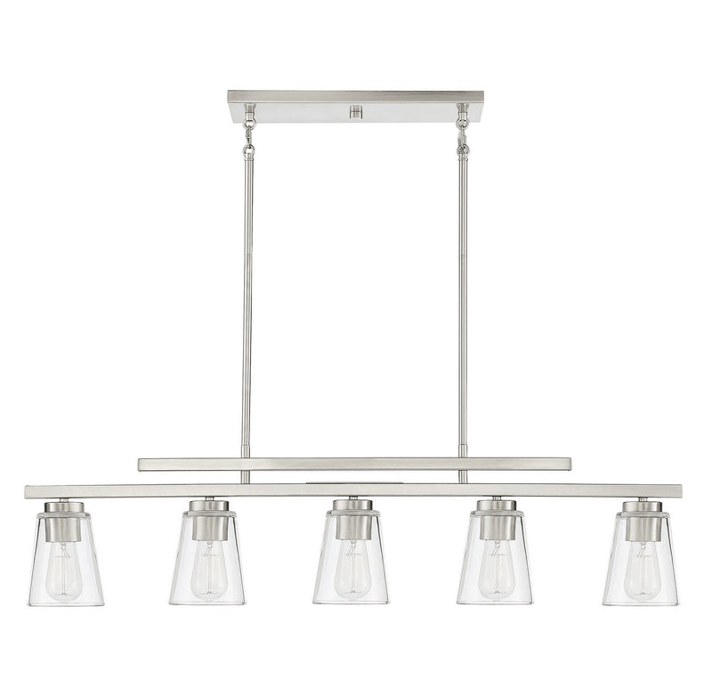 Savoy House 1-1023-5-SN Five Light Linear Chandelier, Satin Nickel