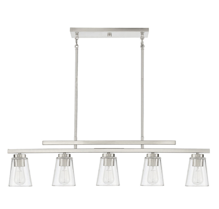 Savoy House 1-1023-5-SN Five Light Linear Chandelier, Satin Nickel