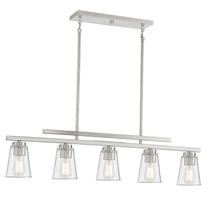 Savoy House 1-1023-5-SN Five Light Linear Chandelier, Satin Nickel
