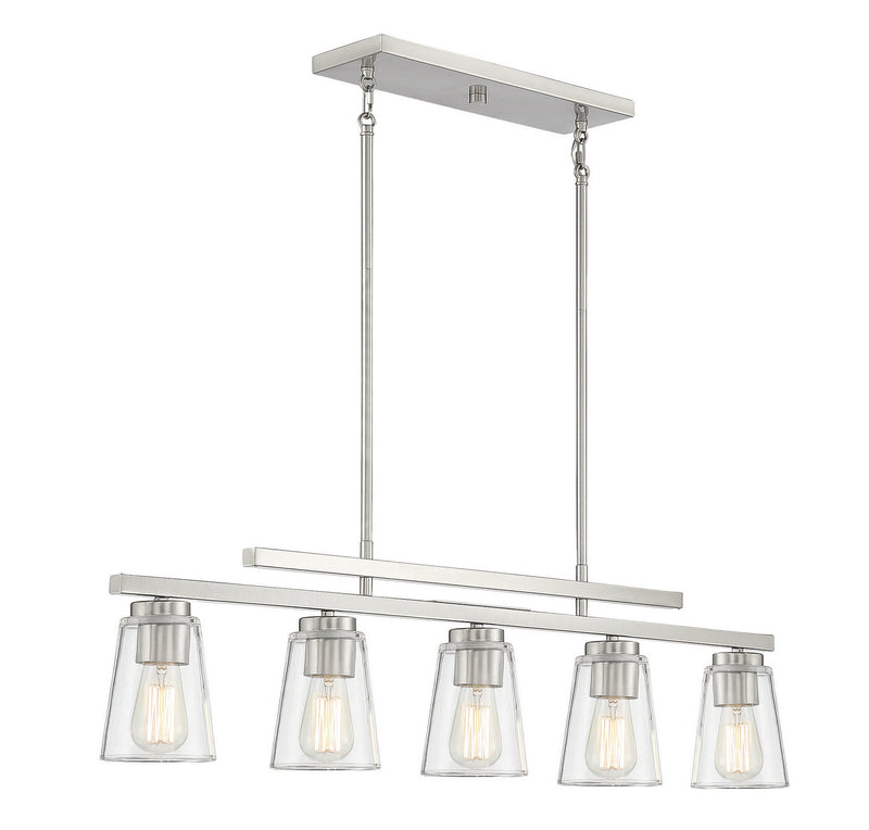Savoy House 1-1023-5-SN Five Light Linear Chandelier, Satin Nickel