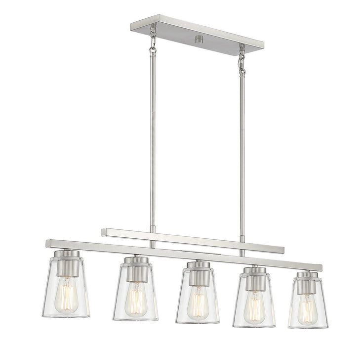 Savoy House 1-1023-5-SN Five Light Linear Chandelier, Satin Nickel