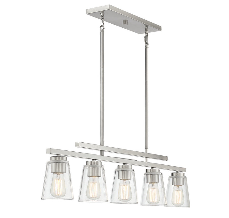 Savoy House 1-1023-5-SN Five Light Linear Chandelier, Satin Nickel