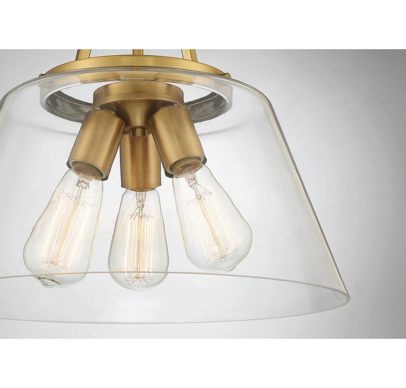 Savoy House 7-1025-3-322 Three Light Pendant, Warm Brass