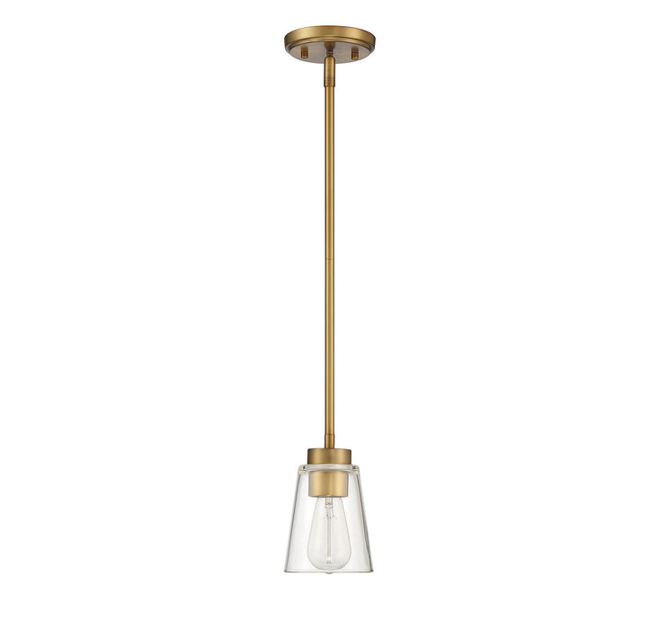 Savoy House 7-1026-1-322 One Light Mini-Pendant, Warm Brass