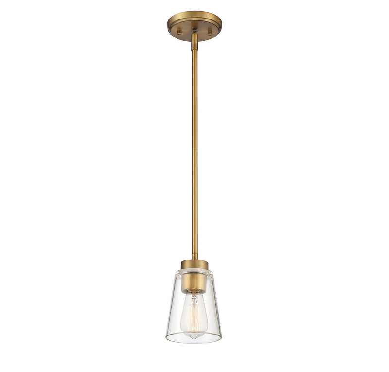 Savoy House 7-1026-1-322 One Light Mini-Pendant, Warm Brass