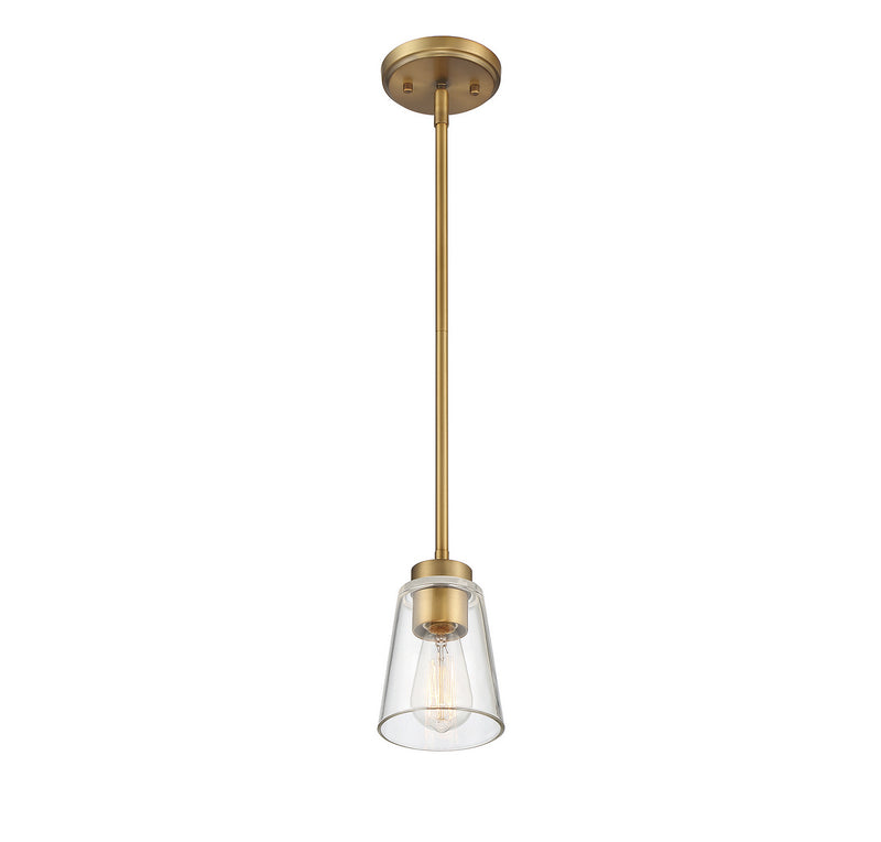 Savoy House 7-1026-1-322 One Light Mini-Pendant, Warm Brass