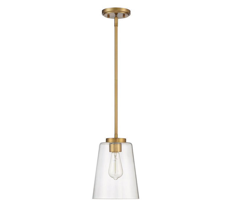 Savoy House 7-1027-1-322 One Light Mini-Pendant, Warm Brass