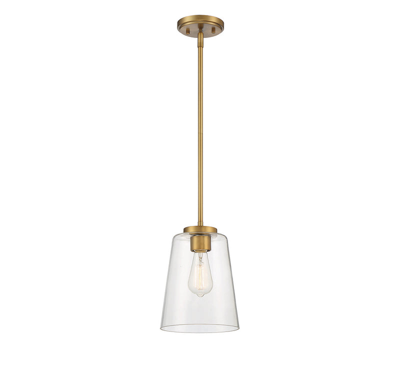 Savoy House 7-1027-1-322 One Light Mini-Pendant, Warm Brass