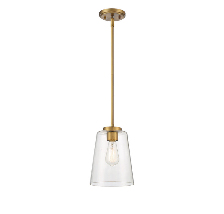 Savoy House 7-1027-1-322 One Light Mini-Pendant, Warm Brass