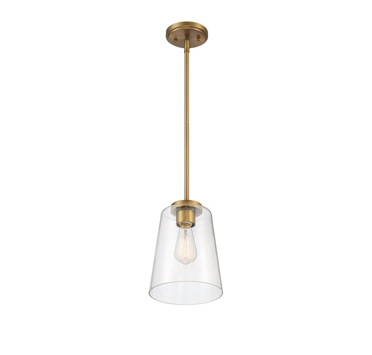 Savoy House 7-1027-1-322 One Light Mini-Pendant, Warm Brass