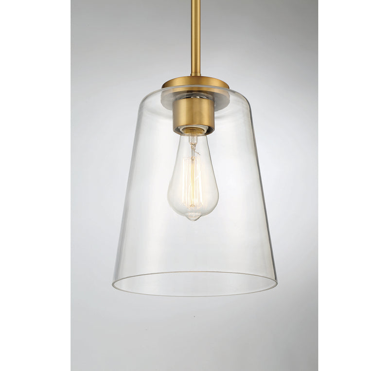 Savoy House 7-1027-1-322 One Light Mini-Pendant, Warm Brass